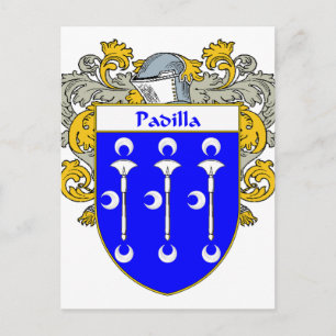 Padilla Coat of Arms/Family Crest (Mantled) Postcard