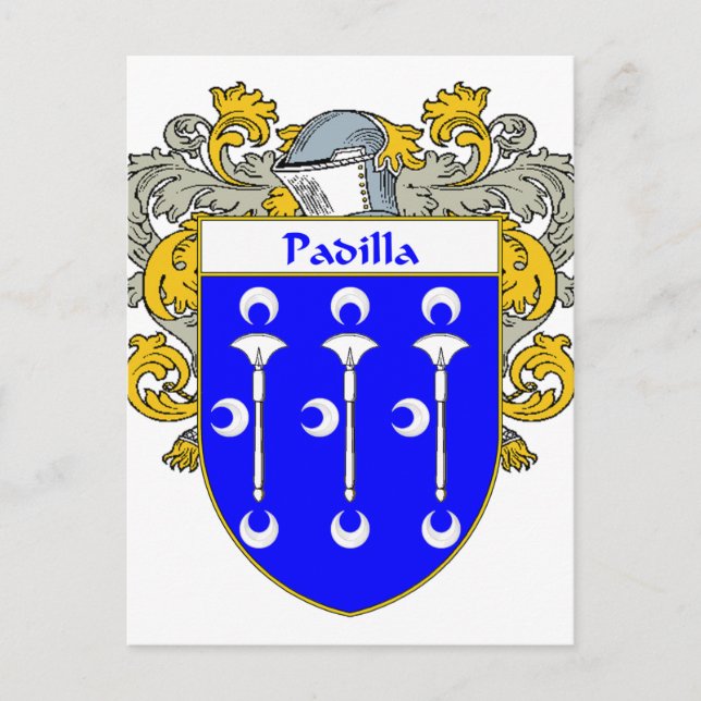 Padilla Coat of Arms/Family Crest (Mantled) Postcard (Front)