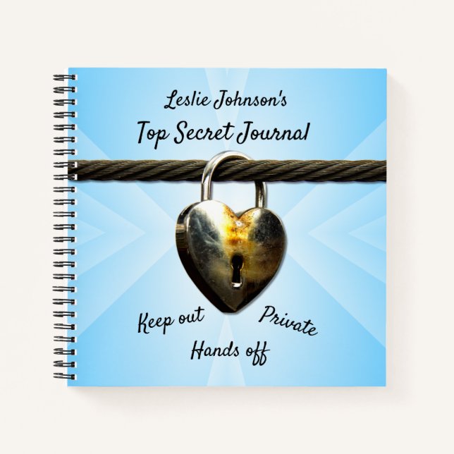 Padlock Custom Text Secret Journal (Front)