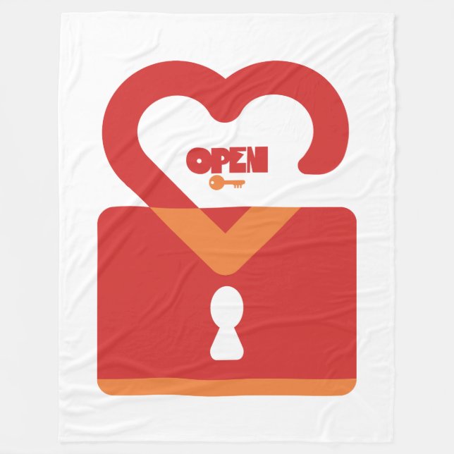 PADLOCK OPEN CLOSED HEART BY MASANSER PIXELAT FLEECE BLANKET (Front)