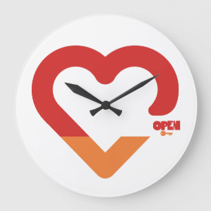 PADLOCK OPEN CLOSED HEART BY MASANSER PIXELAT LARGE CLOCK