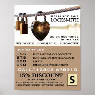 Padlocks Hanging on Rope, Locksmith Advertising Poster