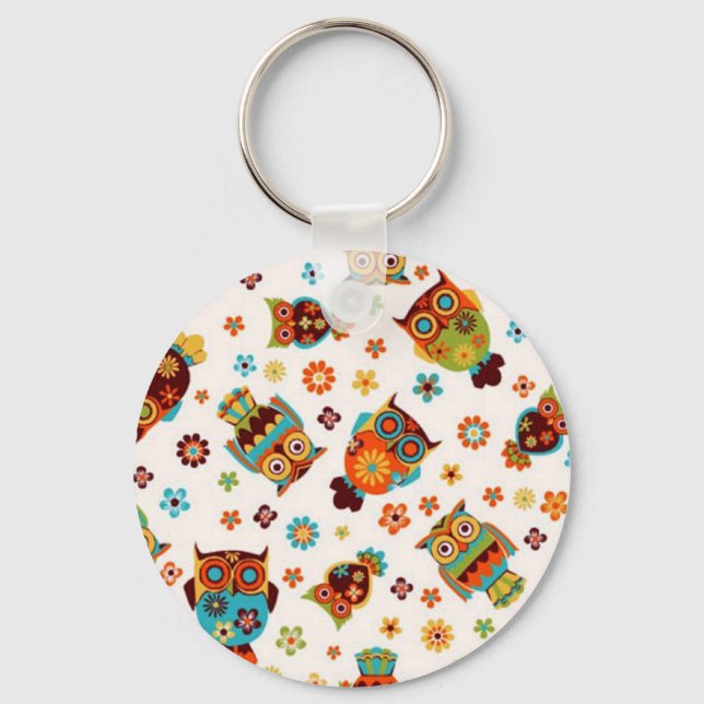padrão com mochos e flores key ring (Front)