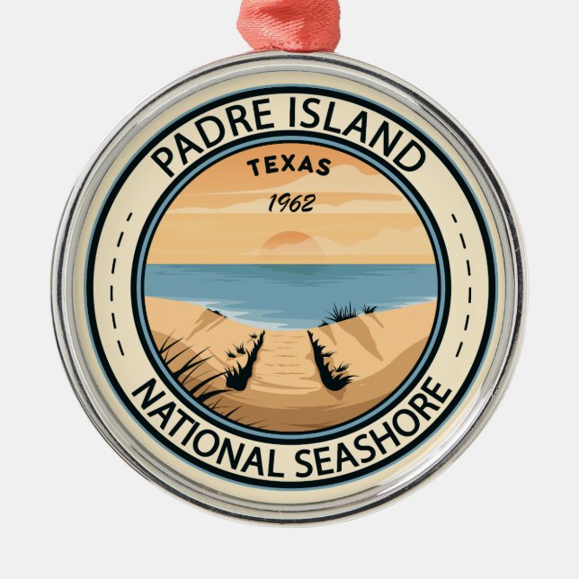 Padre Island National Seashore Texas Badge Metal Tree Decoration (Front)