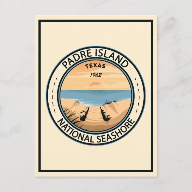 Padre Island National Seashore Texas Badge Postcard (Front)