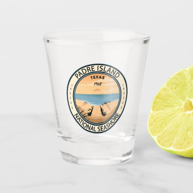 Padre Island National Seashore Texas Badge Shot Glass (Front)
