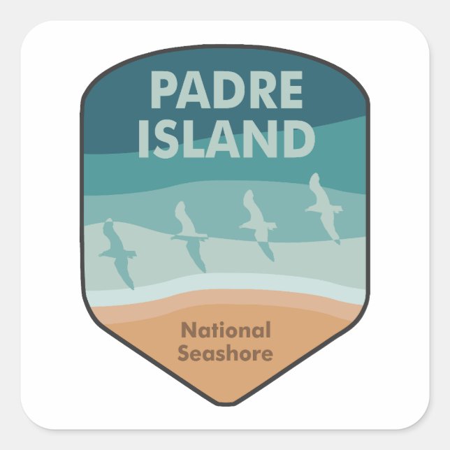 Padre Island National Seashore Texas Seagulls Square Sticker (Front)