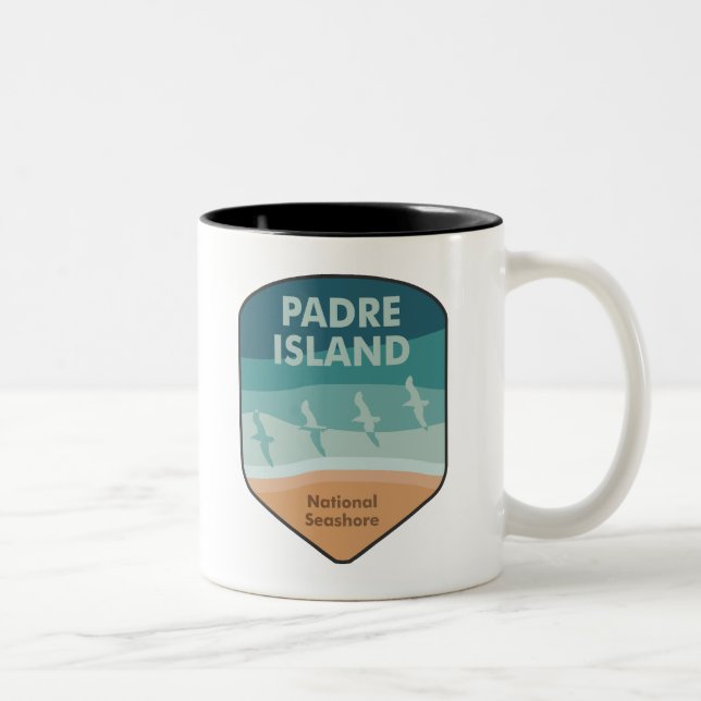 Padre Island National Seashore Texas Seagulls Two-Tone Coffee Mug (Right)
