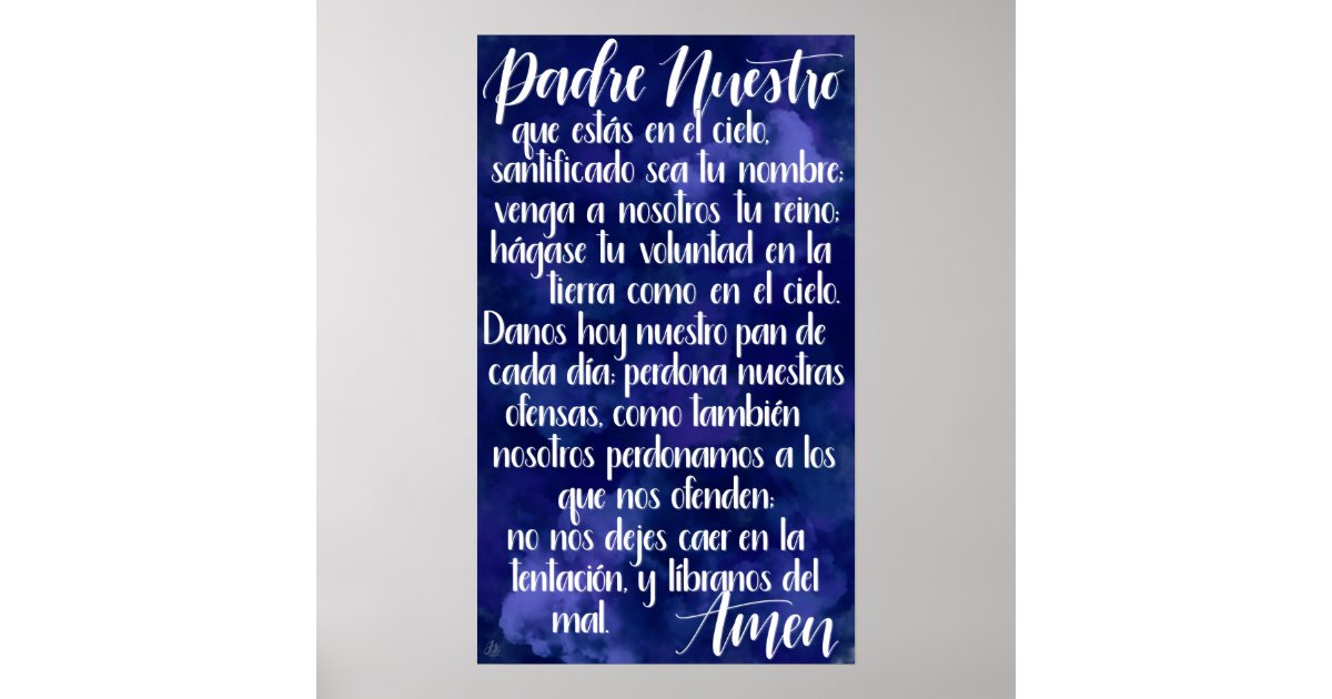 Padre Nuestro (Lord's Prayer in Spanish) Poster | Zazzle