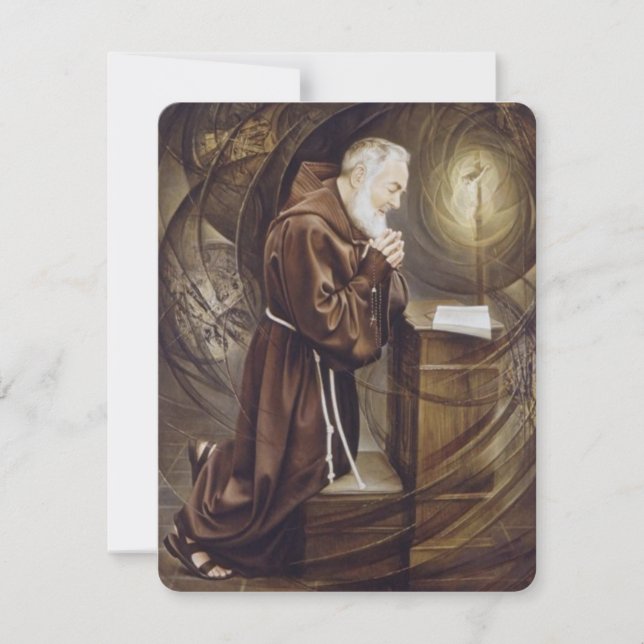 Padre Pio Catholic Funeral Memorial Holy Card (Front)