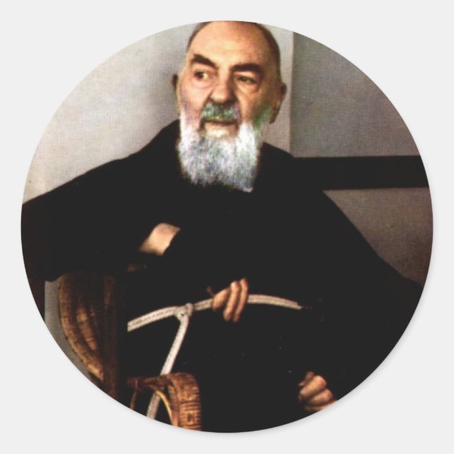 Padre Pio Classic Round Sticker (Front)