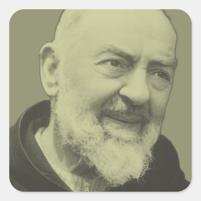 Padre Pio of Pietrelcina Saint of Mercy Square Sticker (Front)