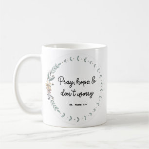 Padre Pio quote floral mug