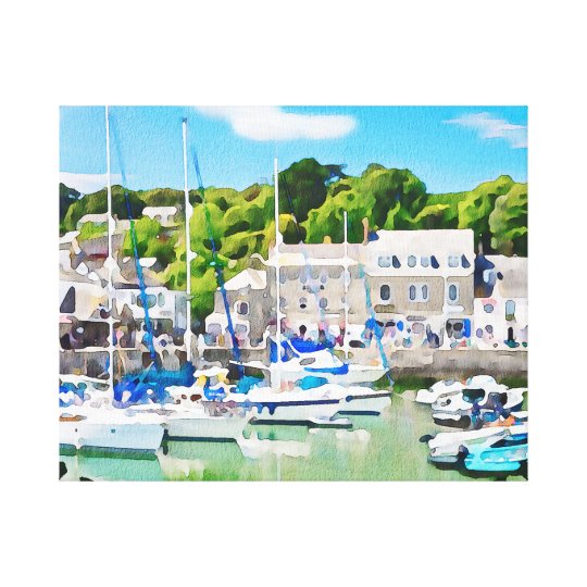 Padstow harbour in Cornwall UK. Watercolour Canvas Print Zazzle.co.uk
