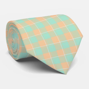 Padua Green and Corvette Peach Plaid Neck Tie