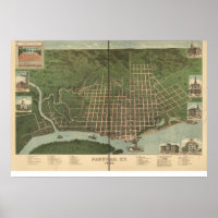 Paducah Kentucky 1889 Panoramic Map