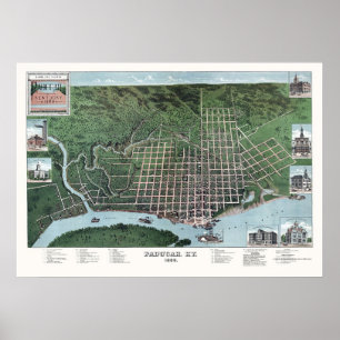 Paducah, KY Panoramic Map - 1889 Poster