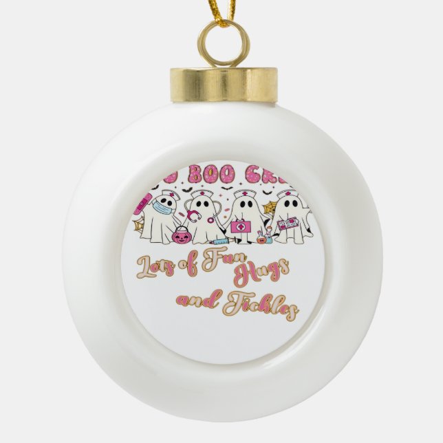 Paediactric Nurse Fun Halloween Design Essential T Ceramic Ball Christmas Ornament (Front)