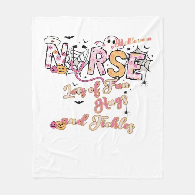Paediactric Nurse Fun Halloween Design Essential T Fleece Blanket (Front)