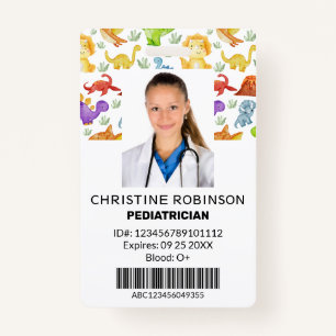 Paediatrician Cute Dinosaur Photo ID Badge