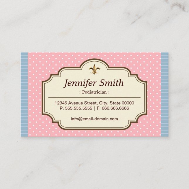 Paediatrician - Cute Polka Dots Business Card (Front)