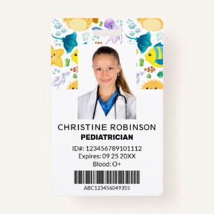 Paediatrician Cute Sea animals Photo ID Badge
