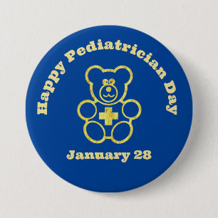Paediatrician Day Button Gold Medical Teddy Bear