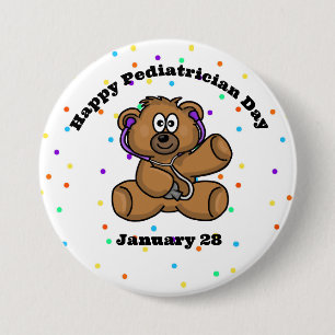 Paediatrician Day Dr. Teddy Bear Button