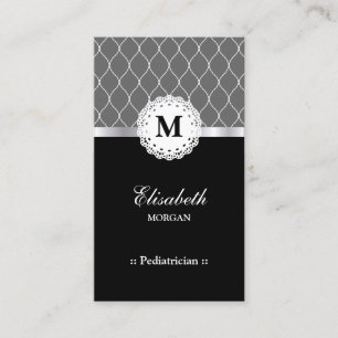 Paediatrician Elegant Black Lace Pattern Business Card