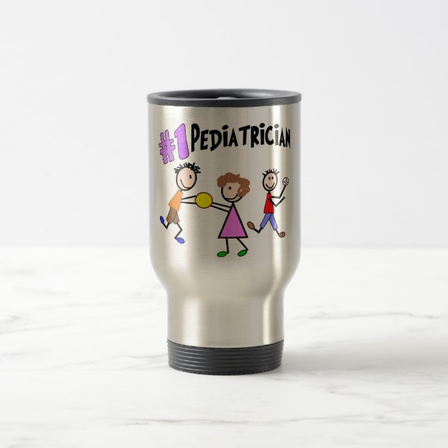 Paediatrician Gifts "# 1" Stick People Design Travel Mug (Center)