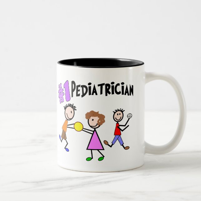 Paediatrician Gifts "# 1" Stick People Design Two-Tone Coffee Mug (Right)