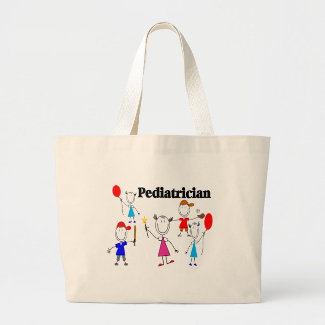 Paediatrician Gifts Kids Stickpeople Designs Large Tote Bag (Front)