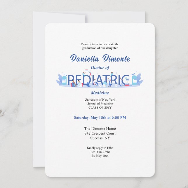 Paediatrician Graduation Invitation (Front)
