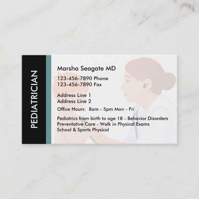 Paediatrician Medical Business Cards (Front)