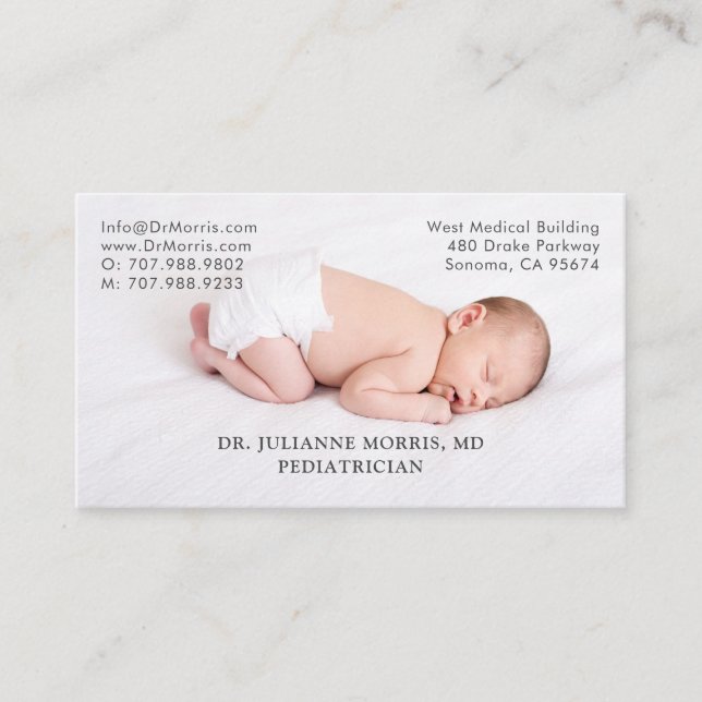 Paediatrician Newborn Baby Photo Business Card (Front)