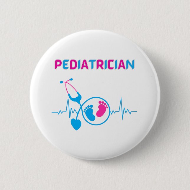 Paediatrician, paediatrician doctor, child doctor, 6 cm round badge (Front)