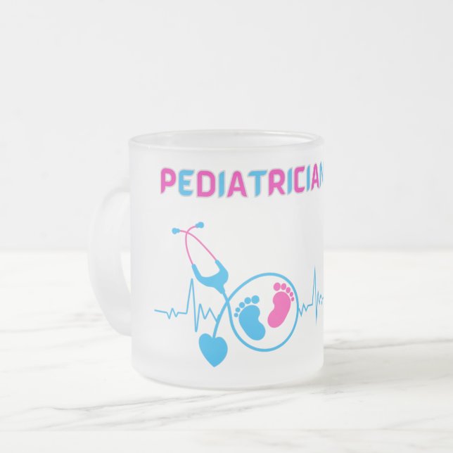 Paediatrician, paediatrician doctor, child doctor, frosted glass coffee mug (Front Left)