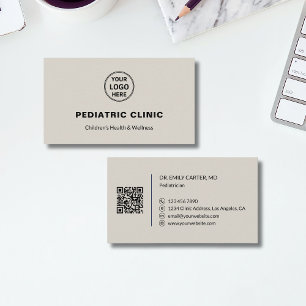 Paediatrician Paediatrics Clinic Logo QR Neutral Business Card