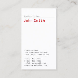 Paediatrician Simple Plain Professional Business Card