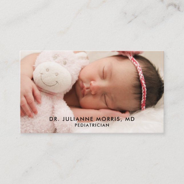 Paediatrician Sleeping Baby Photo Business Card (Front)