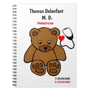 Paediatrician - teddy  and heart stethoscope  notebook