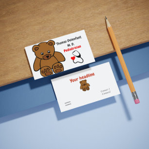 Paediatrician - teddy  and stethoscope business card