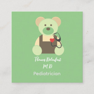 Paediatrician -  teddy  - stethoscope   square business card
