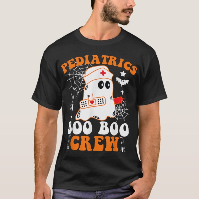 Paediatrics Boo Boo Crew  Nurse Ghost Halloween T-Shirt (Front)