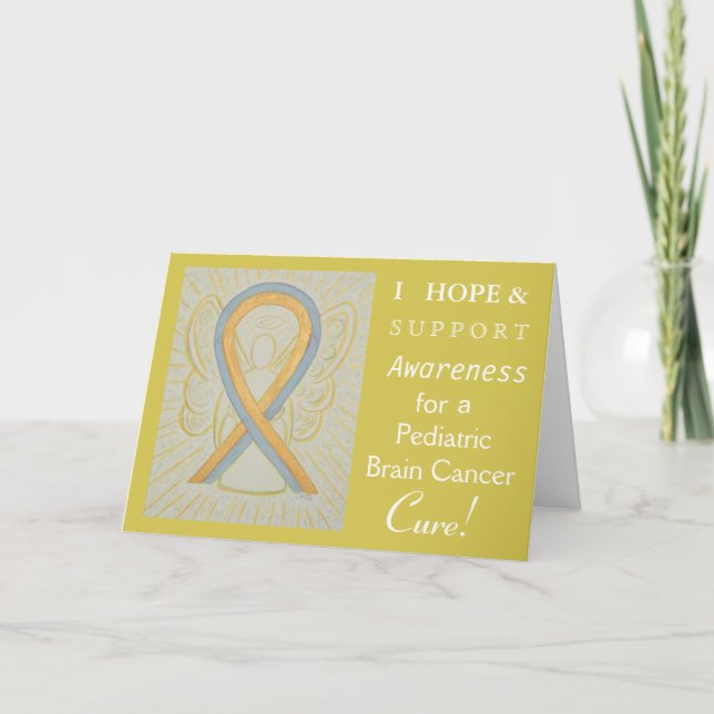 Paediatrics Brain Cancer Awareness Ribbon Note Card (Front)