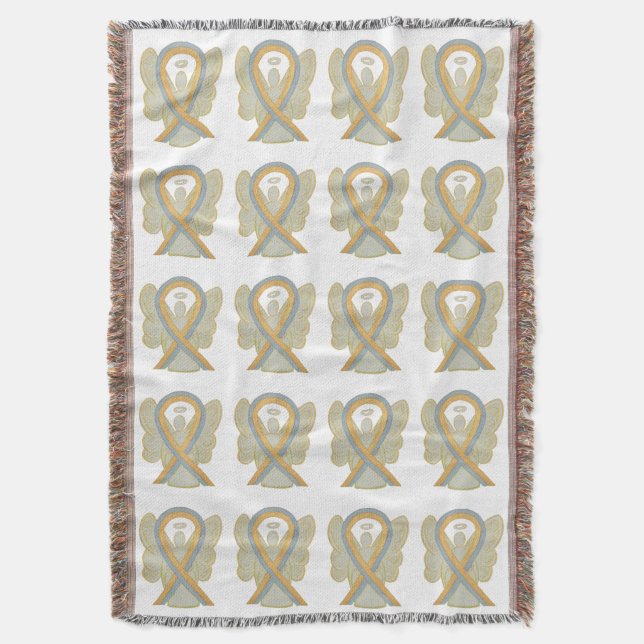 Paediatrics Brain Cancer Ribbon Throw Blankets (Front Vertical)