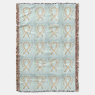 Paediatrics Cancer Awareness Ribbon Throw Blankets