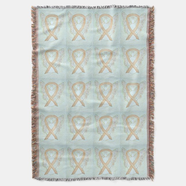 Paediatrics Cancer Awareness Ribbon Throw Blankets (Front Vertical)