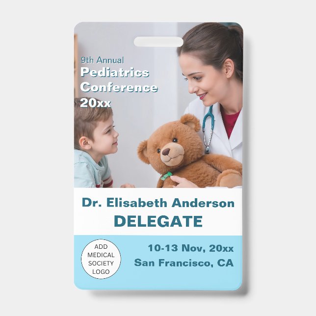 Paediatrics Child Physician Medical Conference ID Badge (Front)