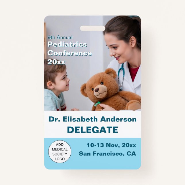 Paediatrics Child Physician Medical Conference ID Badge (Front)